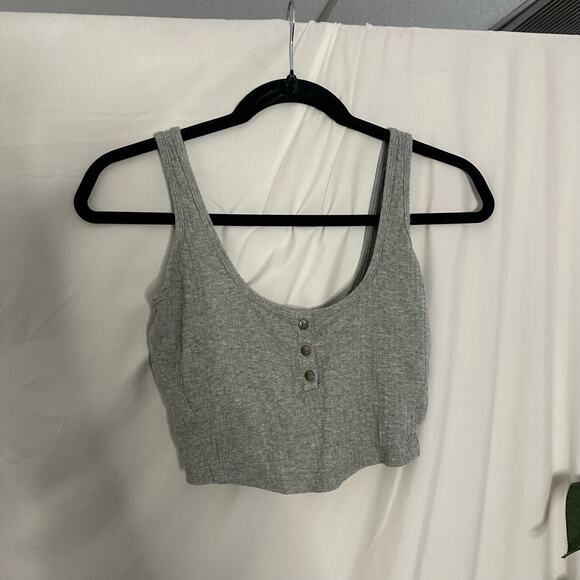 FP Movement Luxe Rib Snap Cropped Tank Gray Size Small - Picture 4 of 8
